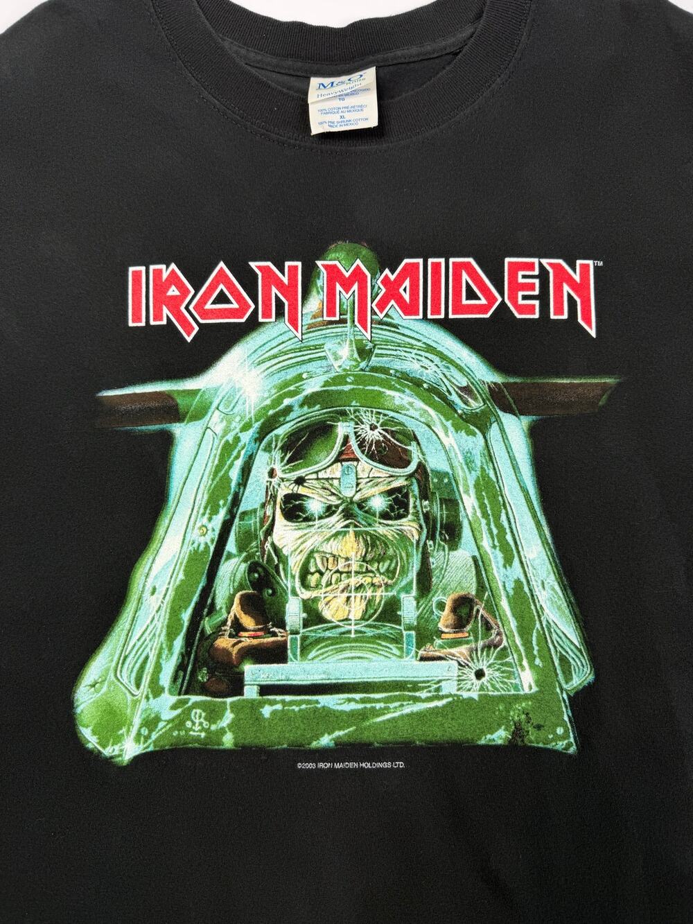 Vintage 2003 Iron Maiden Eddie T Shirt XL M&O Knits Heavy Metal Y2K Band Tee